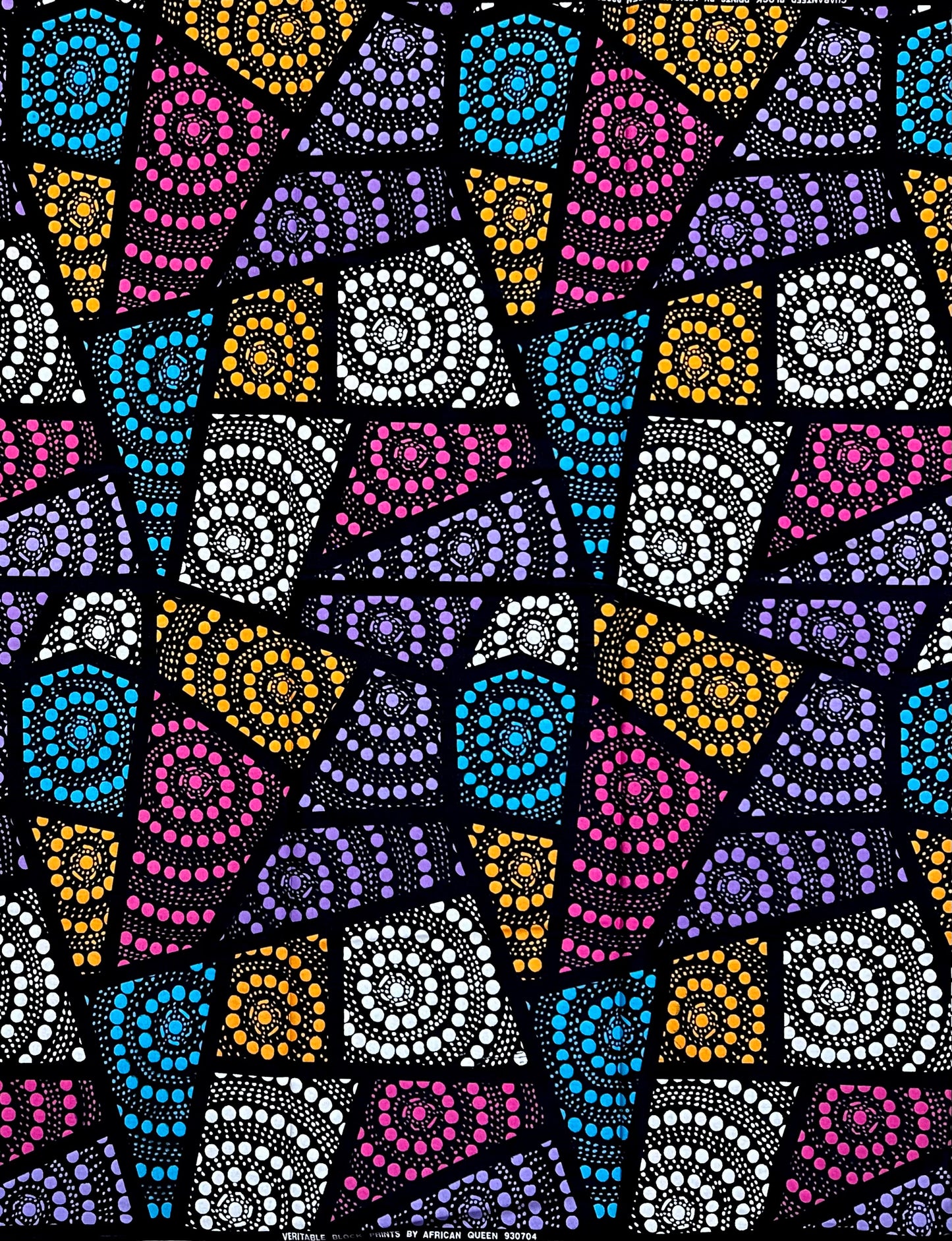 African Print Fabric/ Ankara - Pink, Orange, Purple, Blue 'Talking Circles' Design, YARD or WHOLESALE