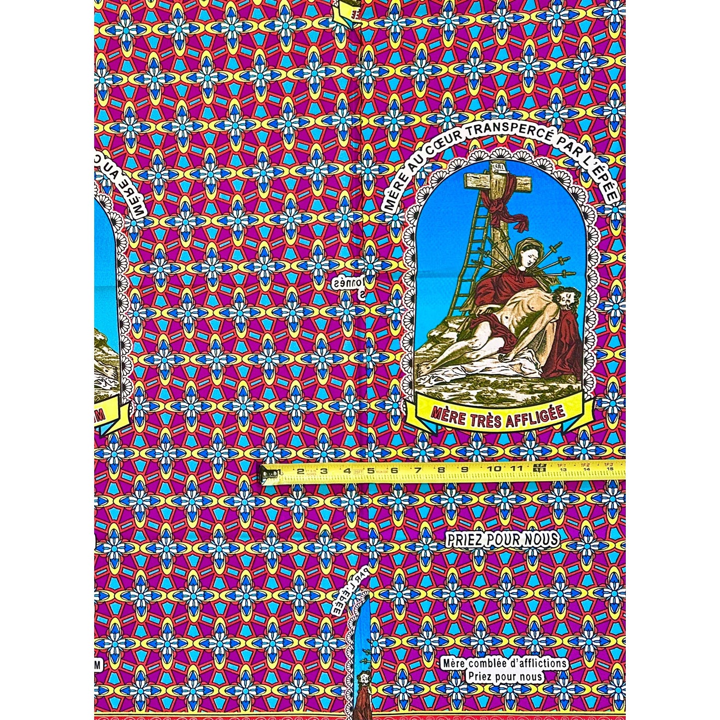 African Print Fabric/ Ankara - Purple, Blue, Red, Yellow 'Faith Does Not Break,’ 1 YARD