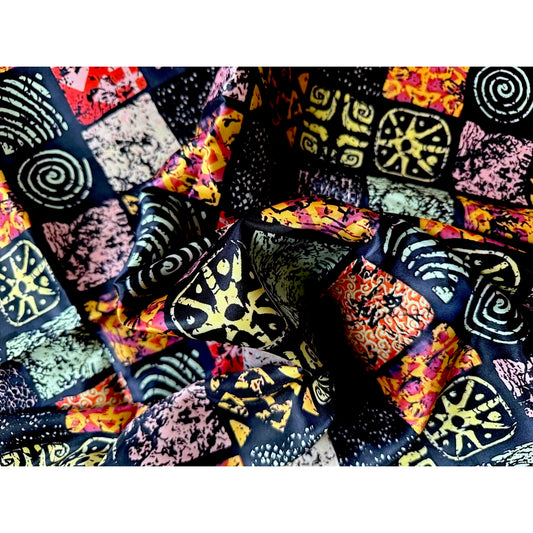 African Print, Satin Fabric - Black, Pink, Red, Beige, Yellow “Camelia”, Per Yard or Wholesale
