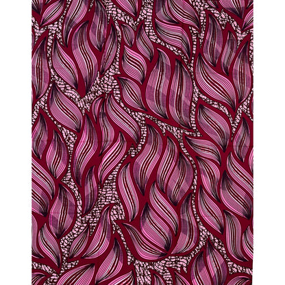 African Print Fabric/ Ankara - Pink, Red, Brown "High Standards" Design, Yard