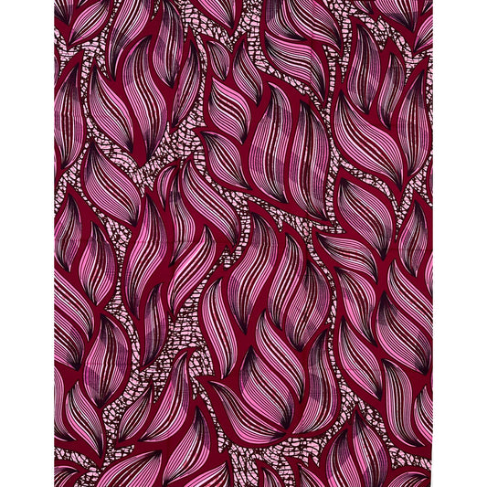 African Print Fabric/ Ankara - Pink, Red, Brown "High Standards" Design, Yard