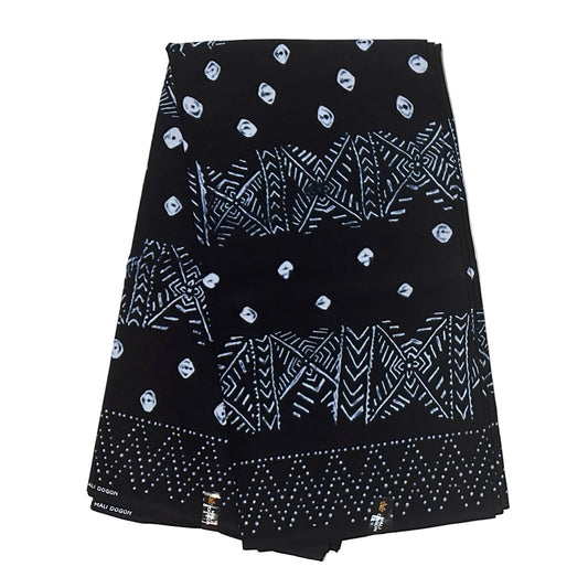 African Print Fabric/ Ankara - Black, Indigo “Dogon Night', Yard or Wholesale