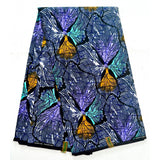 African Print Fabric/ Ankara - Gray, Purple, Orange, Light Blue 'Makonde Drift' Design, YARD or WHOLESALE