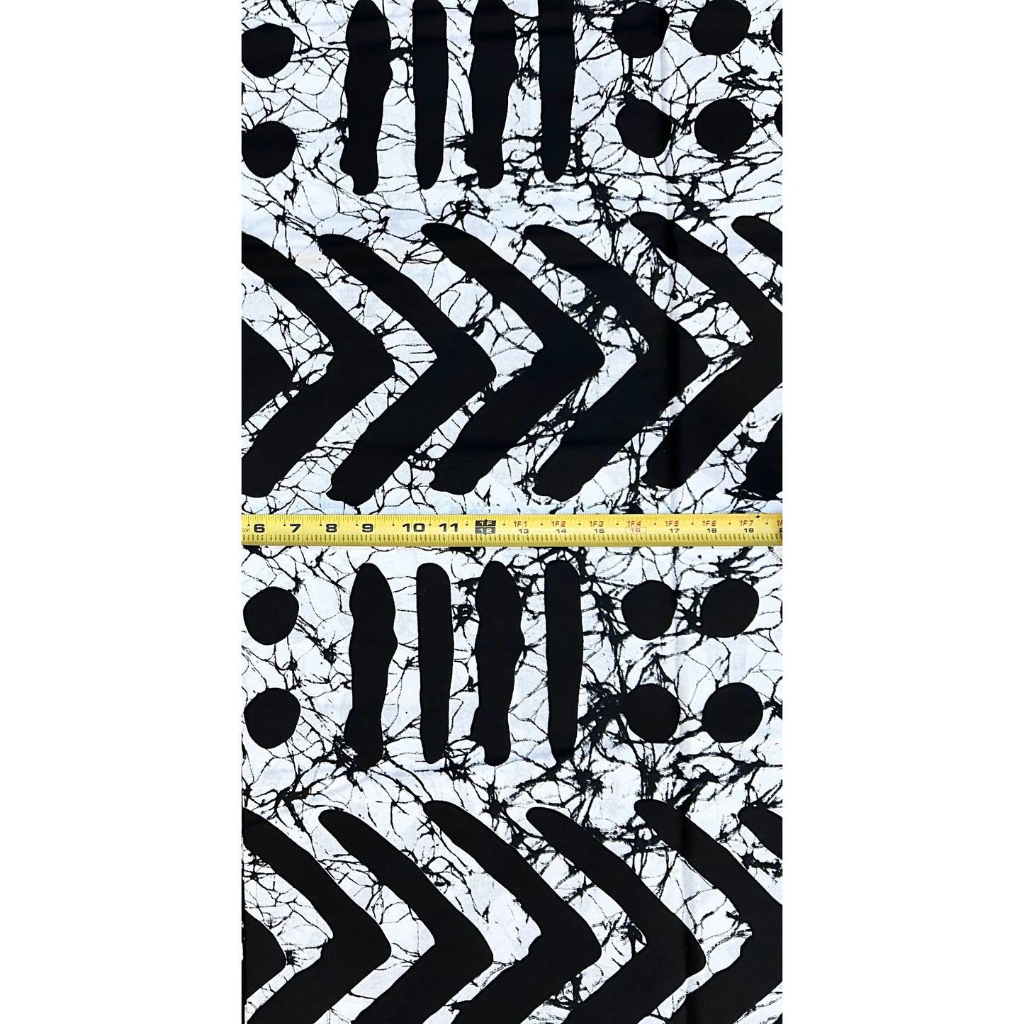 African Print Fabric/ Ankara - White, Black 'Zulu Mark', YARD or WHOLESALE