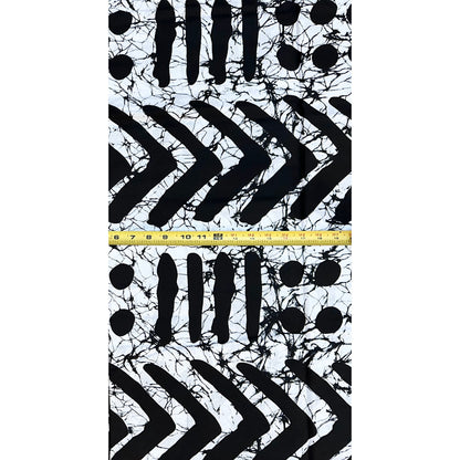 African Print Fabric/ Ankara - White, Black 'Zulu Mark', YARD or WHOLESALE