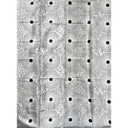 African Print, Satin Fabric- Black, White "Bullseye", Yard or Wholesale