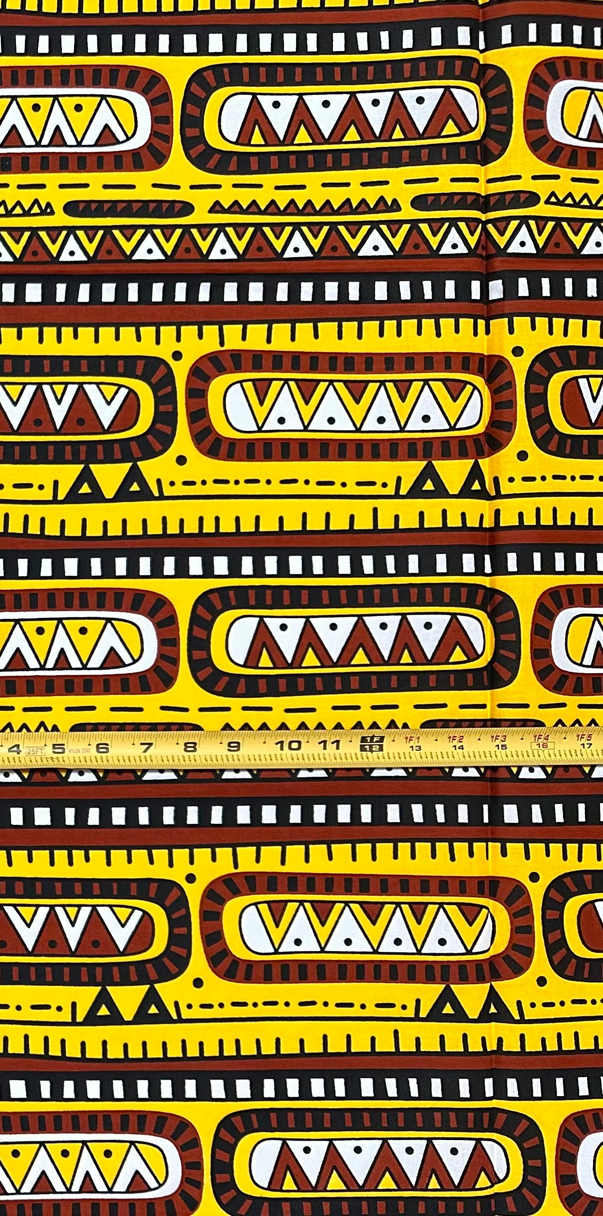African Print Fabric/ Ankara - Yellow, Brown, Black "Born to Be Seen", 1 YARD