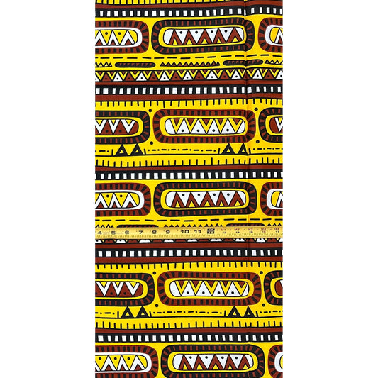 African Print Fabric/ Ankara - Yellow, Brown, Black "Born to Be Seen", 1 YARD