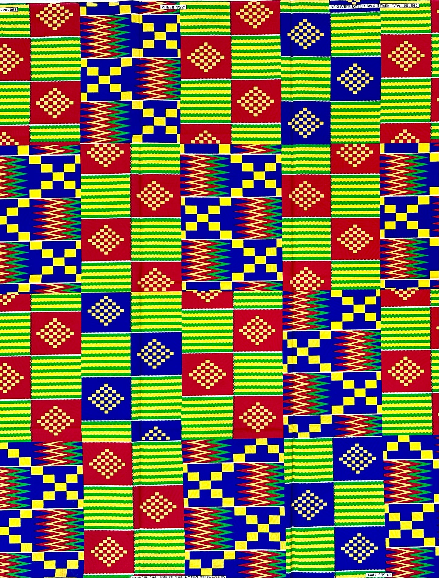 African Print Fabric/Ankara - Yellow, Red, Blue, Green "1865" Kente, 1 Yard