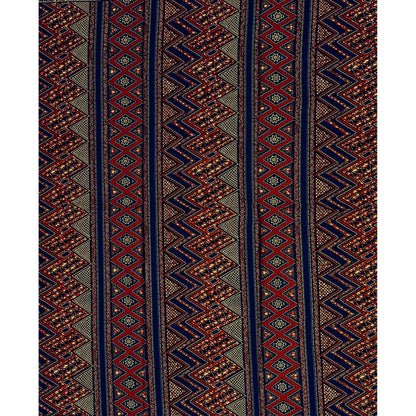 African Print Fabric/ Ankara - Brown, Navy "Zigzag Palava", 1 Yard