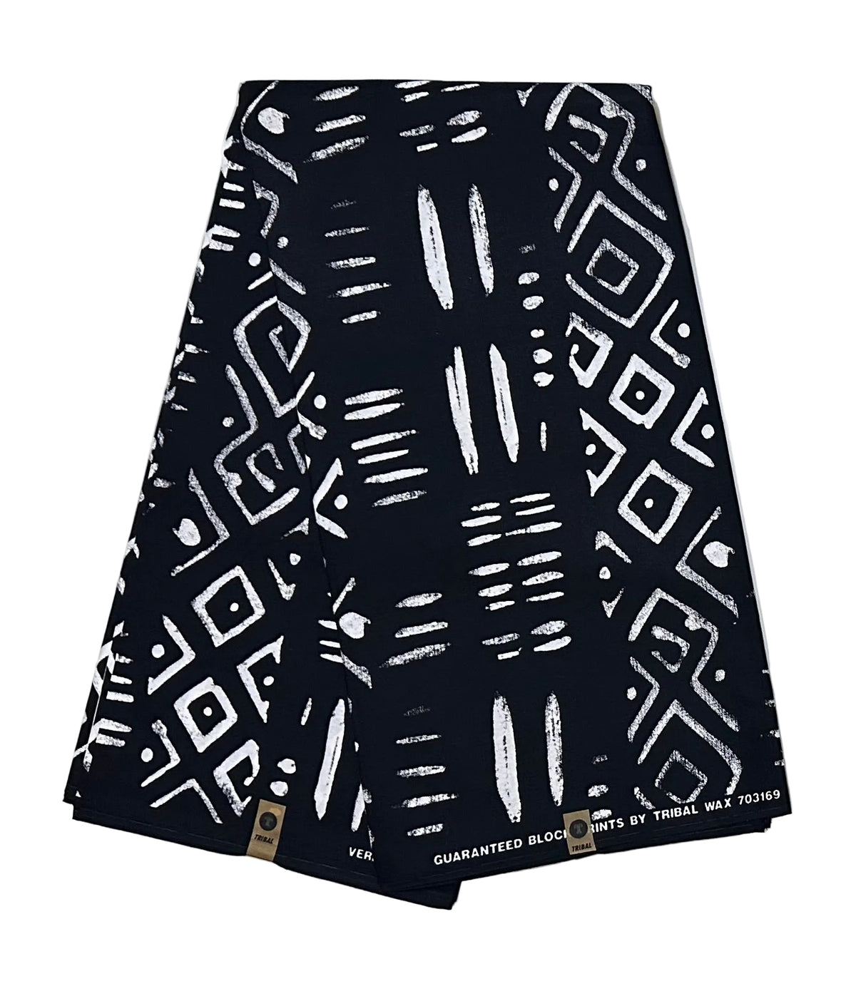 African Print Fabric/ Ankara - Black, White 'Leave A Mark' Design, YARD or WHOLESALE