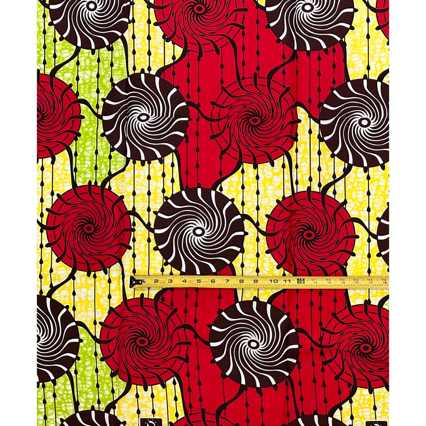 African Print Fabric/ Ankara - Red, Yellow, Green ‘Transformation,’ 1 YARD