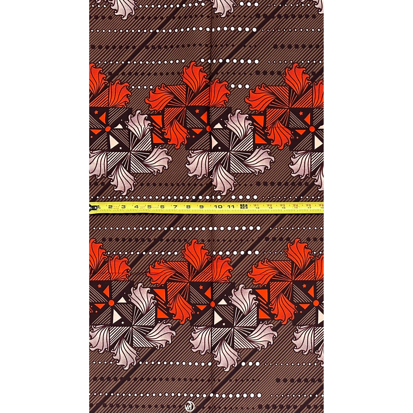 African Print Fabric/ Ankara - Brown, Orange 'The Women Spoke in Circles', YARD