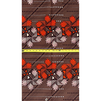 African Print Fabric/ Ankara - Brown, Orange 'The Women Spoke in Circles', YARD