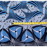 African Print Fabric/ Ankara - Blue, Gray 'Swiftly' Design, YARD or WHOLESALE