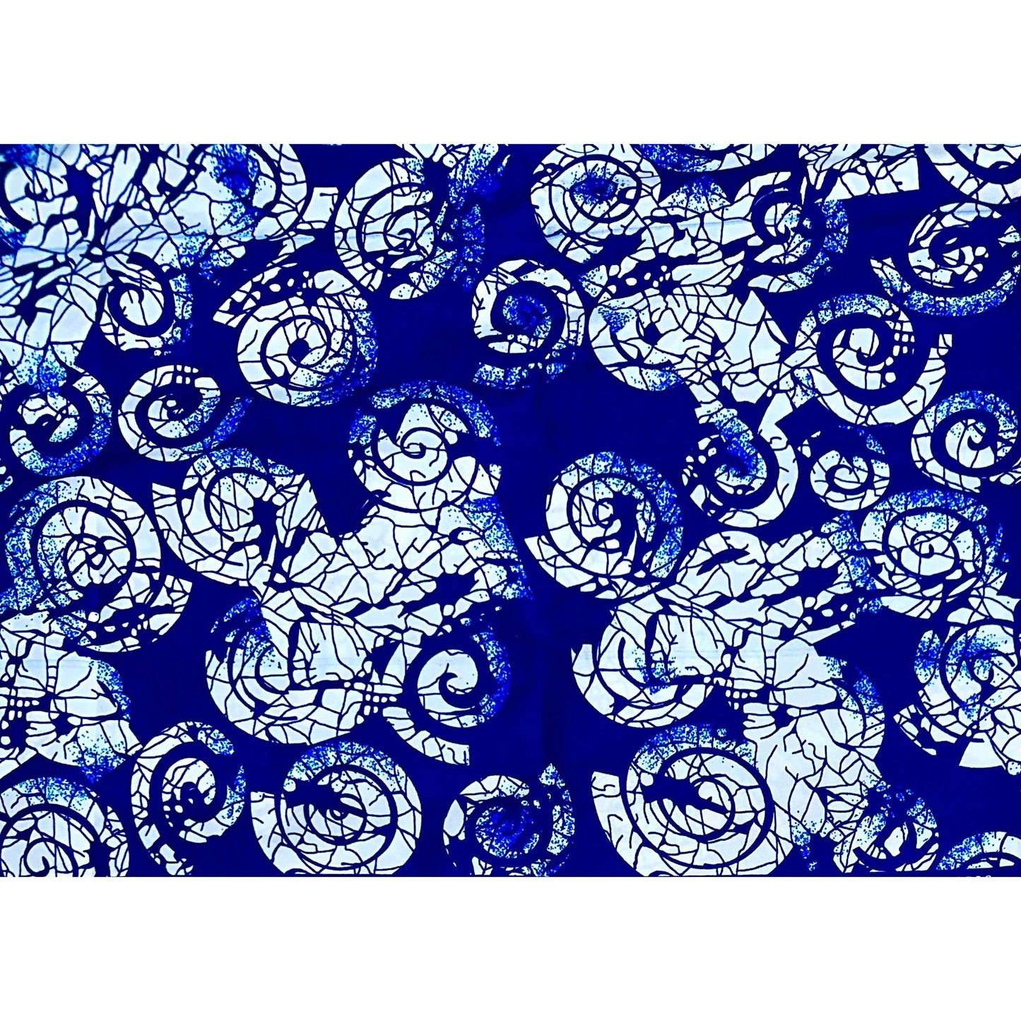 African Print Fabric/ Ankara - Blue, White 'Tide & Truth' Design, YARD or WHOLESALE