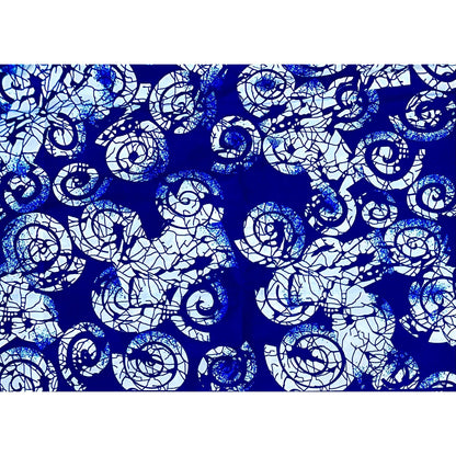 African Print Fabric/ Ankara - Blue, White 'Tide & Truth' Design, YARD or WHOLESALE