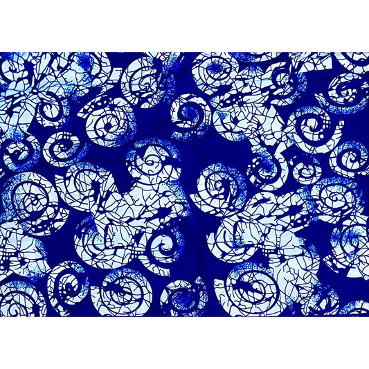 African Print Fabric/ Ankara - Blue, White 'Tide & Truth' Design, YARD or WHOLESALE