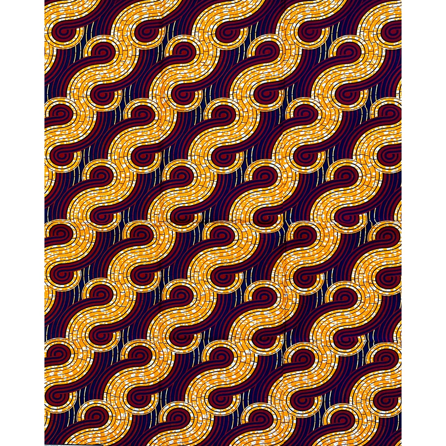 African Print Fabric/ Ankara - Orange, Brown 'Stillness Holds Power,' YARD