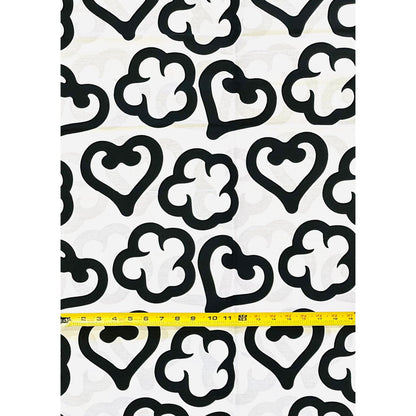African Print Fabric/ Ankara - Black, White 'Heart of the Matter', Per Yard or Wholesale