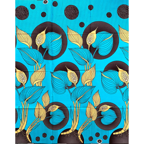 African Print Fabric/ Ankara - Blue, Green, Shades of Brown 'Hamisu' Design