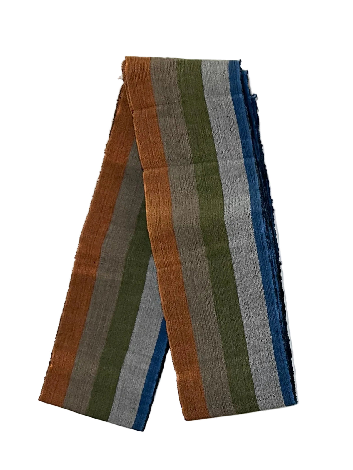 Aso-Oke Fabric / Yoruba Hand-Woven Textile – Orange, Khaki, Green, Gray, Blue ‘Grace’, Per Yard