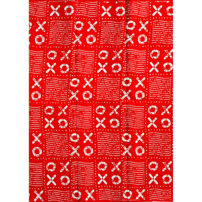 African Print Fabric/ Ankara - Red, White 'Omo X&O' Design, YARD or WHOLESALE