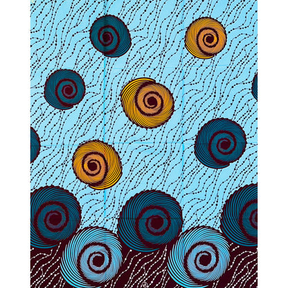 African Print Fabric/ Ankara - Blue, Orange, Teal ‘Energy Never Stays Still', 1 Yard