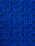 African Print Fabric/ Ankara - Blue, Black 'Sankofa Script' Design, YARD or WHOLESALE