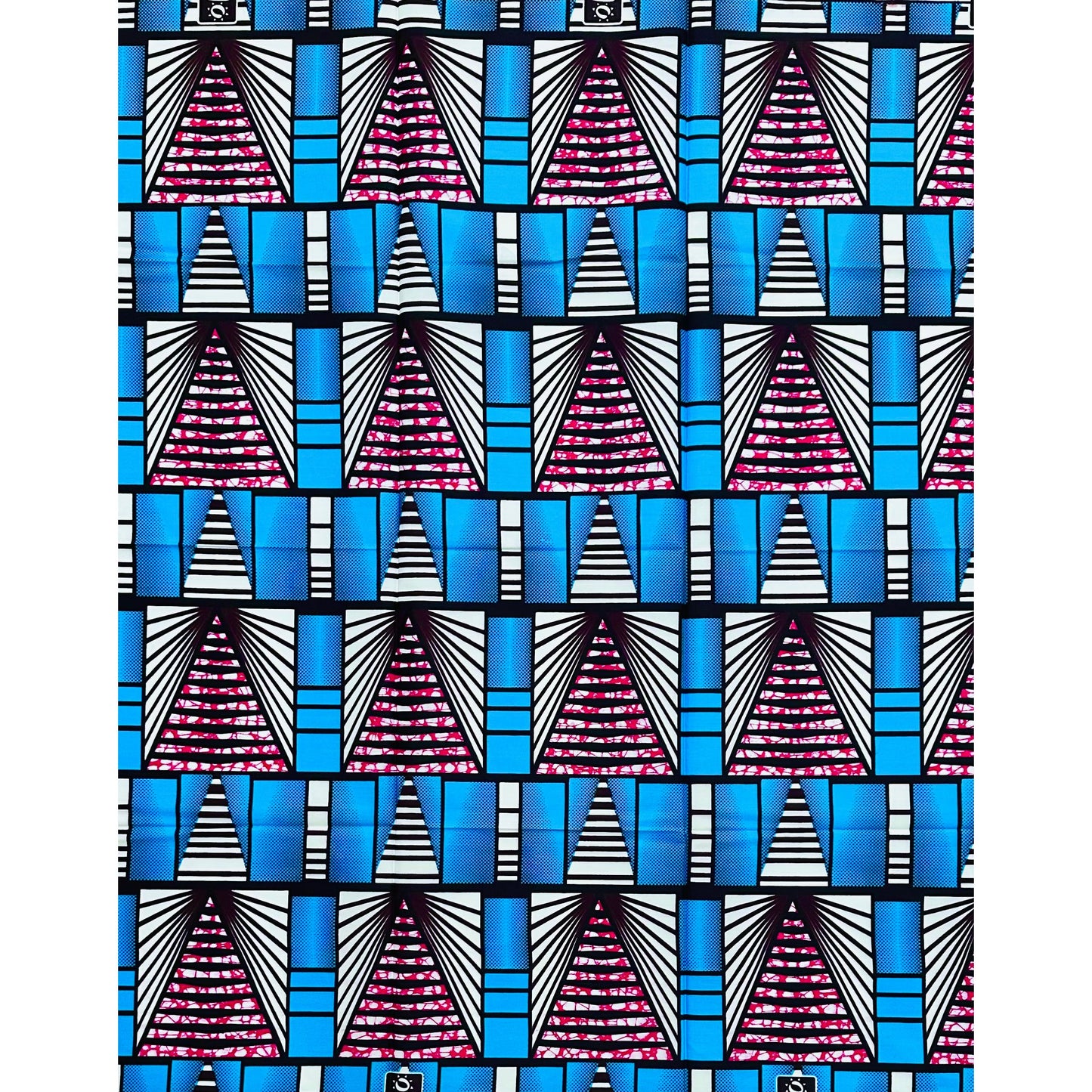 African Print Fabric/ Ankara - Blue, Magenta, Cream 'The Way Forward,’ 1 YARD