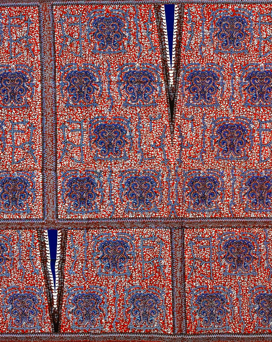 African Print Fabric/ Ankara - Lighter Brown, Blue 'Afia Umari,' YARD
