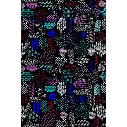 African Print Fabric/Ankara - Black, Blue, Red, Pink "Stitched by Memory" Design, YARD or WHOLESALE
