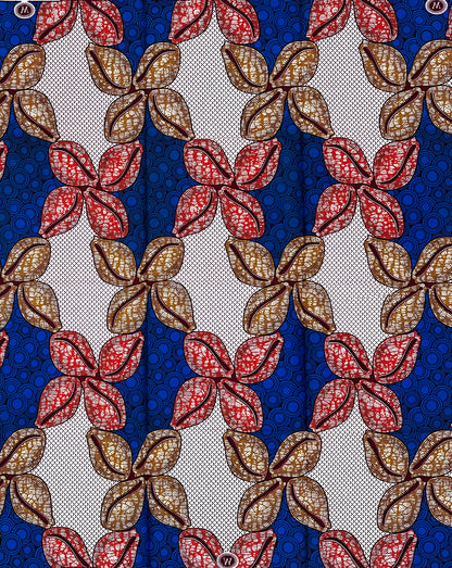 African Print Fabric/ Ankara - Blue, Orange, Brown 'The Healing Process', 1 YARD