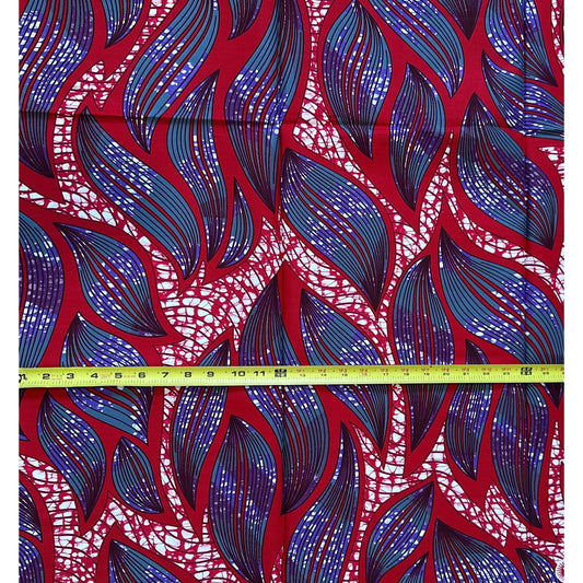 African Print Fabric/ Ankara - Red, Purple, Gray, Brown 'Growth Does Not Ask Permission,’ 1 YARD