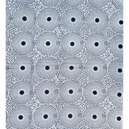 African Print, Chiffon Fabric- Black, White "Bullseye", ~ 2 Yards