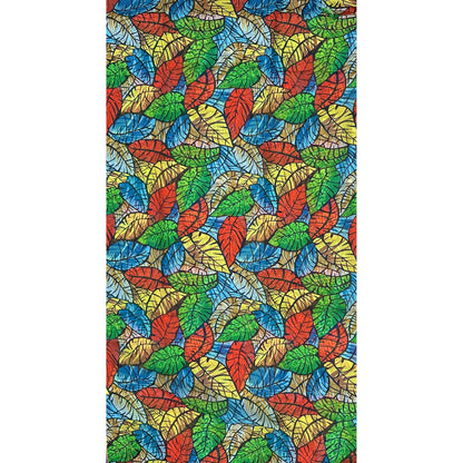 African Print, Chiffon Fabric- Red, Blue, Green, Yellow "Miombo Woodlands", ~ 2 Yards