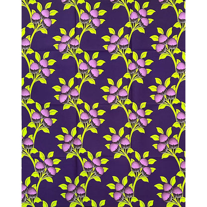 African Print Fabric/ Ankara - Purple, Green ‘Ogene Harvest' Design, YARD