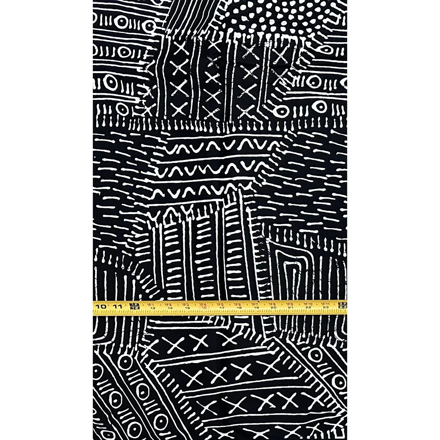 African Print Fabric/ Ankara - Black, White 'Mudcloth Notes', YARD or WHOLESALE