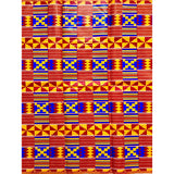 African Print Fabric/ Ankara - Blue, Marigold, Red 'Emancipation' Kente, YARD or WHOLESALE