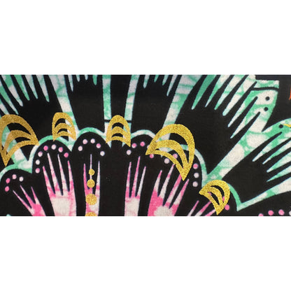 African Print Fabric/ Ankara - Orange, Turquoise, Pink, Shimmering Gold 'Festival of Fireflowers’ YARD or WHOLESALE