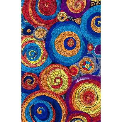 African Print Fabric/ Ankara - Blue, Orange, Red, Purple 'Sun Chasing Water', YARD or WHOLESALE