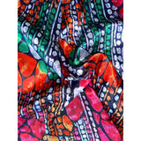 African Print, Satin Fabric- Fuchsia, Orange, Green, Blue "Strength of Mandla", Per Yard or Wholesale