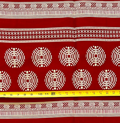 African Print Fabric/Ankara - Dark Red, Beige "Ikenga Lineage" Design, YARD or WHOLESALE