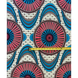 African Print Fabric/ Ankara - Pink, Teal, Brown, Cream 'Amina Wheelie,’ YARD