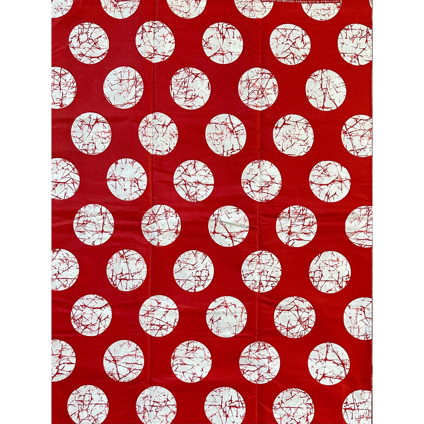 African Print Fabric/ Ankara - Red, White 'Oro of the Moon' Design, YARD or WHOLESALE