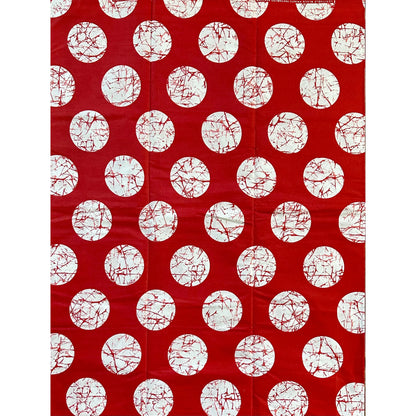 African Print Fabric/ Ankara - Red, White 'Oro of the Moon' Design, YARD or WHOLESALE