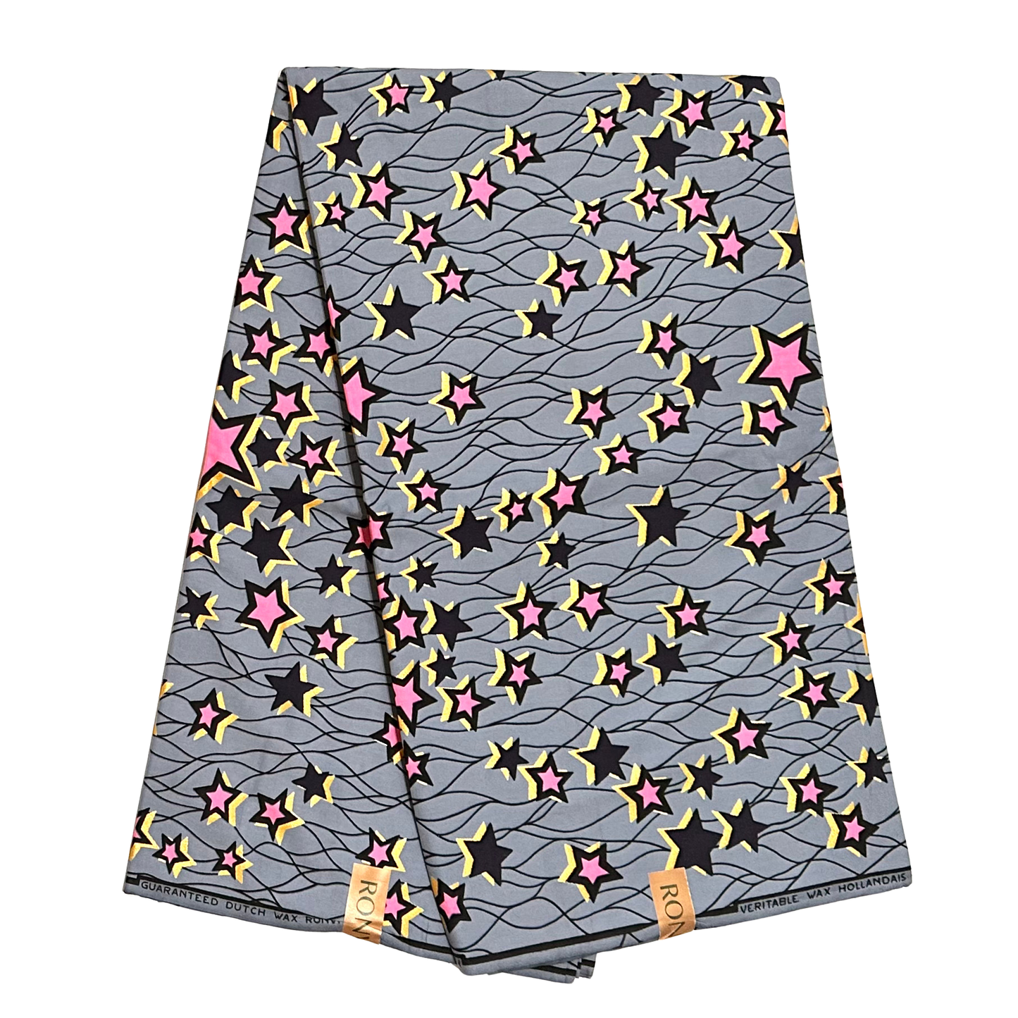 African Print Fabric/ Ankara - Gray, Metallic Gold, Pink, Navy, Black 'Celebrity' Design, YARD or WHOLESALE