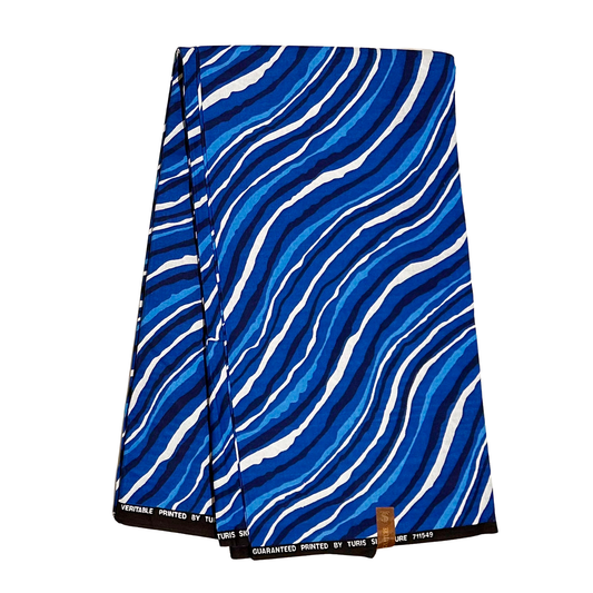 African Print Fabric/ Ankara - Blue, White 'Na Nature Do Am' Design, YARD or WHOLESALE