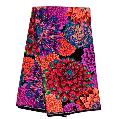 African Print Fabric/Ankara - Purple, Pink, Red, Teal 'Flowa Too Loud', YARD or WHOLESALE
