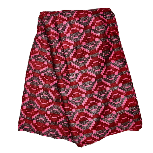 African Fabric/ Woven Kente - Red, Pink, Brown “Odo Rose”, 4 Yards